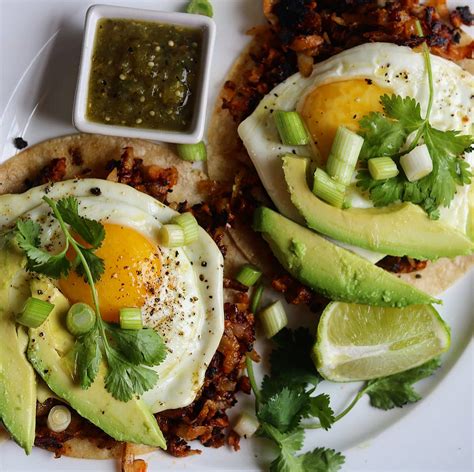 Awesome Chorizo Breakfast Tacos With Potato Hash And Fried Eggs The