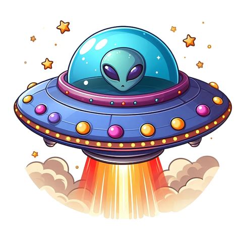 Ilustración De Dibujos Animados De Extraterrestres Montados En Ovnis Foto Premium