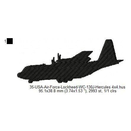 Lockheed WC-130J Hercules Aircraft Silhouette Machine Embroidery Digit – Ten Needle Design