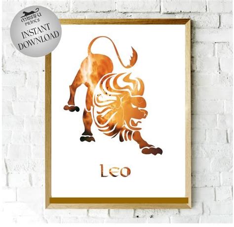 Zodiac Leo Printable Horoscope Prints Leo Wall Decor Zodiac Wall Art