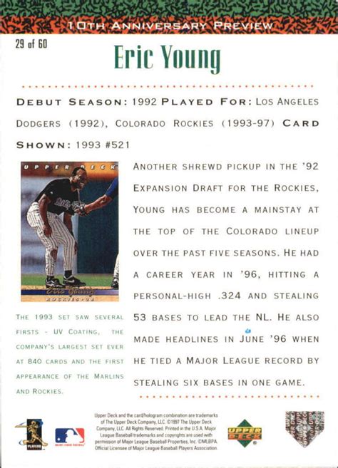 1998 Upper Deck 10th Anniversary Preview Retail 29 Eric Young For