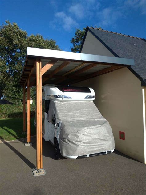 Carport en Bois pour Abri Camping Car Adossé 4 0 x 7 5 m CPBF Abris