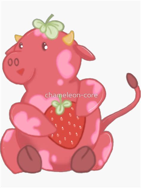 Adorable Strawberry Cow Sticker For Sale By Chameleon Core Redbubble