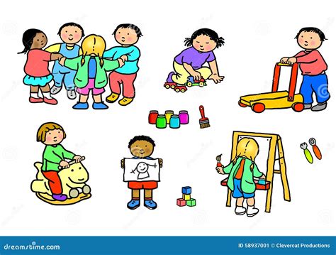 Playgroup Preschool Nursery Daycare Activities Stock Illustration ...