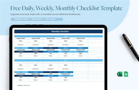 Free Daily Checklist Template - Download in Excel, Google Sheets | Template.net