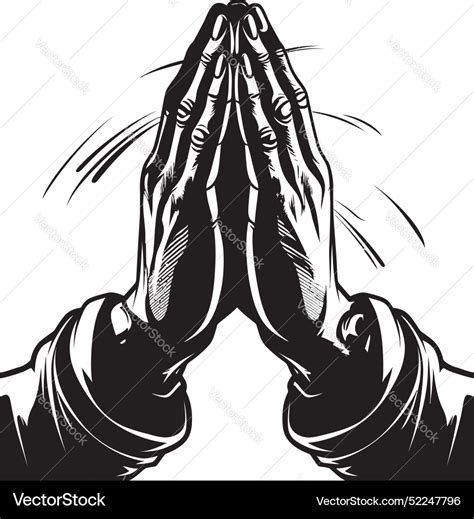 Spiritual Symbol Praying Hands Black Logo In 80 Vector Image