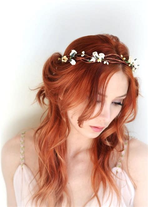 Ivory Floral Crown Hair Wreath Flower Head Piece Bridal Crown