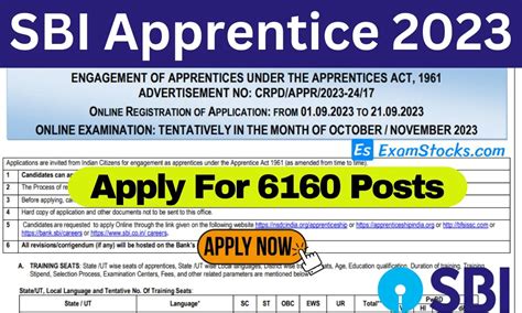 Sbi Apprentice Apply Online For Posts Notification Out