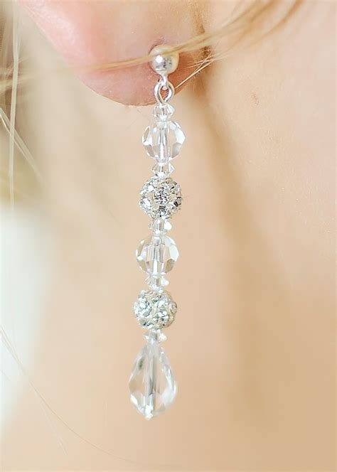 Boucles D Oreilles Mariage Longues En Cristal Et Argent Princesse D