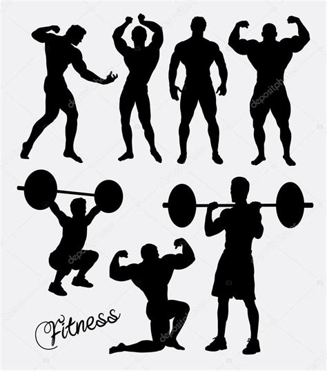 Body Building Fitnes Gym Sport Training Silhouette — Vector De Stock