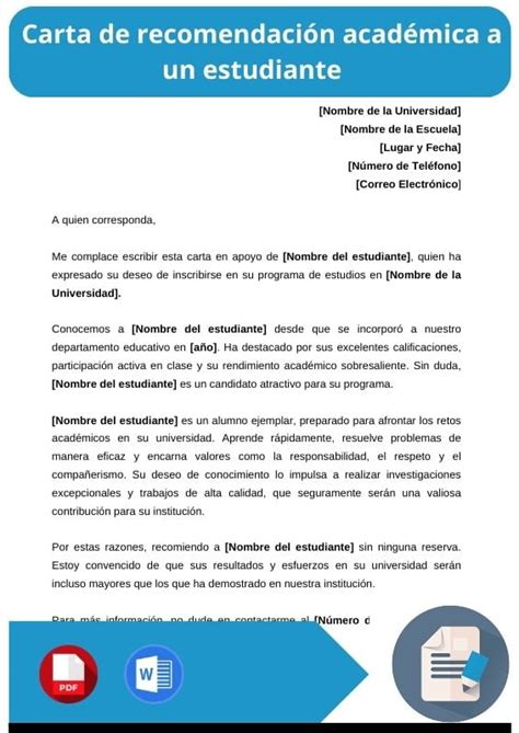 Carta De Recomendación Académica 【 Word Pdf