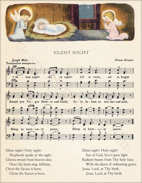 Digital Download Silent Night Sheet Music Vintage Christmas