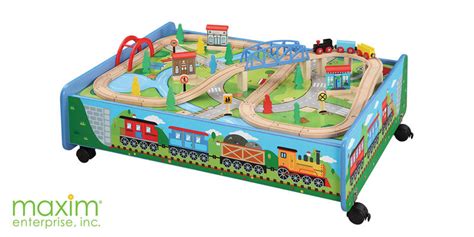 62 piece Wooden Train Set with Train Table - Trundle – WoodenTracks