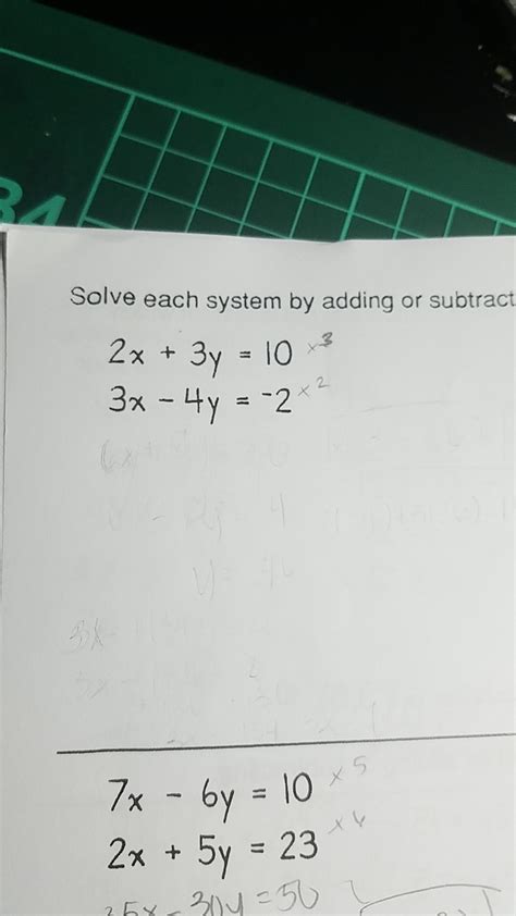 Solve 2x 3y 10 And 3x 4y 2