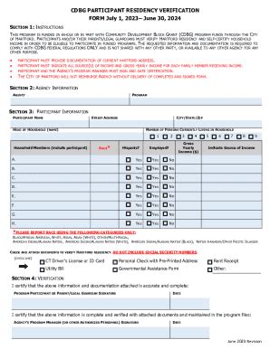 Fillable Online CDBG Participant Residency Verification Form PY48 Pub