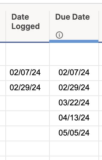 How To Make My Due Date Column Continuous And With A Specific Time Range In Between Dates