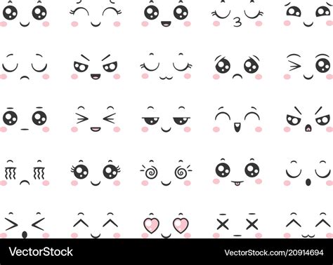 Cute doodle emoticons with facial expressions Vector Image