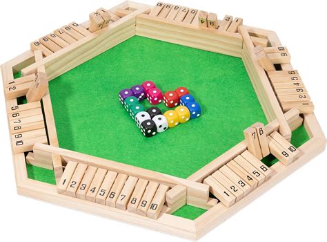 Amazon Shut The Box Game Deluxe Wooden Math Dice Set For 1 6