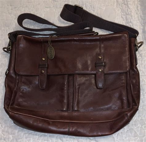 Fossil Men's Brown Leather Messenger Bag - Gem