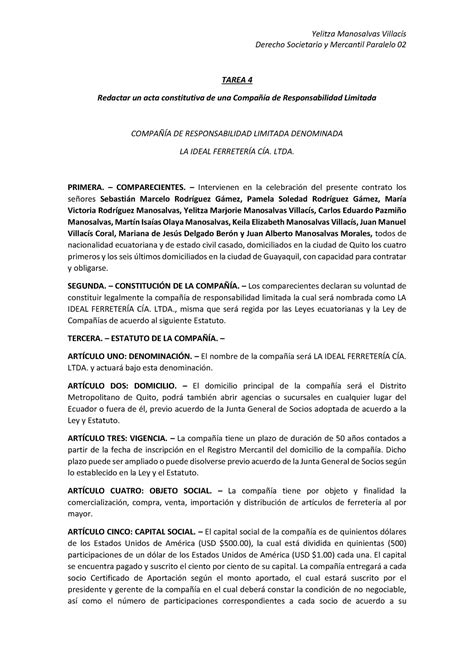 Introducir Imagen Modelo De Acta Constitutiva De Una Sociedad Civil