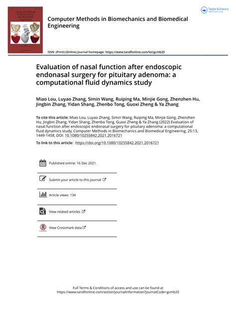 Pdf Evaluation Of Nasal Function After Endoscopic Endonasal Surgery