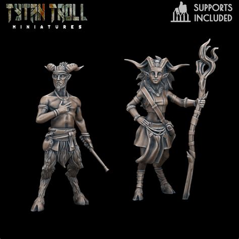 3D Printable DnD Heroes Satyr Mages Pre Supported By TytanTroll