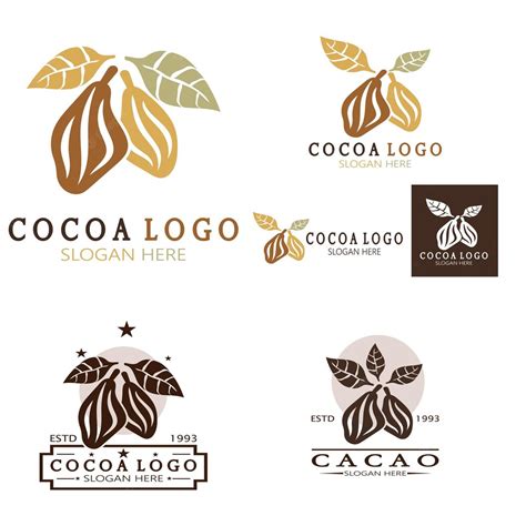 Premium Vector Cocoa Logo Cocoa Bean Cocoa Tree Cocoa Branches And