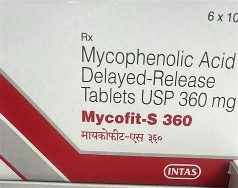 Intas Mycofit S Mycophenolic Acid Mg Tablet Packaging Type Box