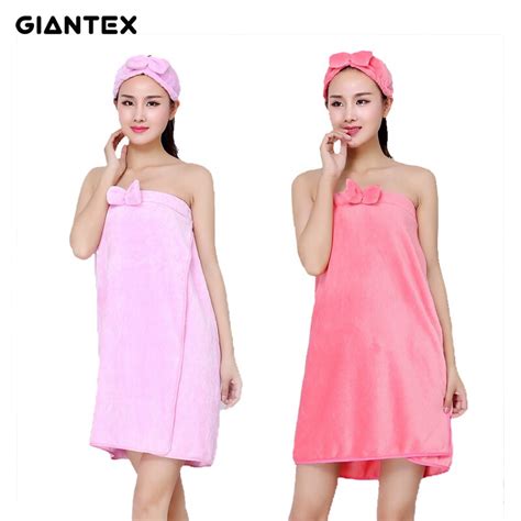 Giantex Bowknot Women Bath Towel Bath Robe Bathrobe Body Spa Bath Bow Wrap Towel Headband Set