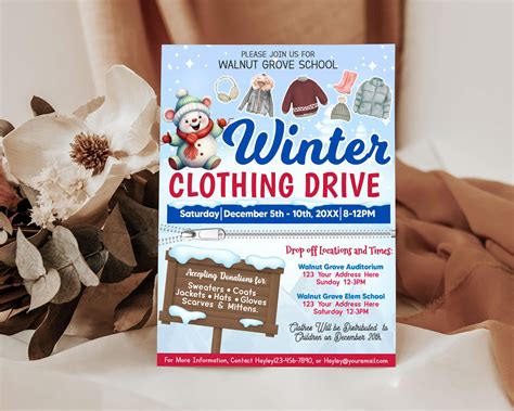 DIY Winter Clothing Drive Flyer Customizable School Holiday Winter