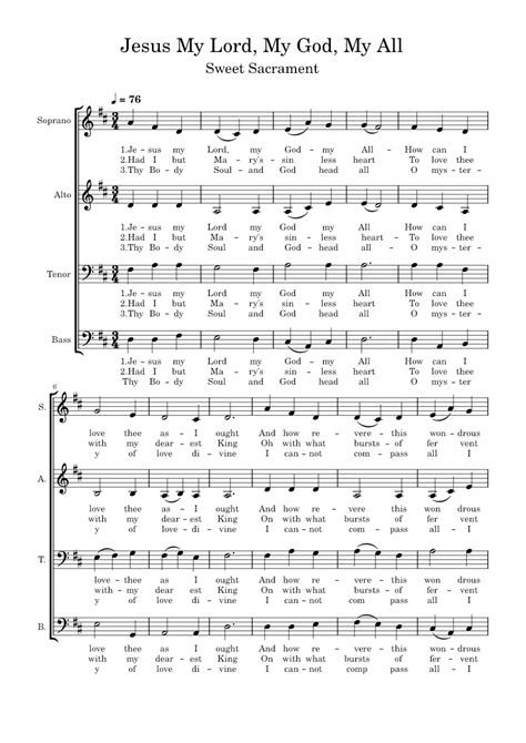 Jesus My Lord My God My All Sweet Sacrament Misc Praise Songs Sheet Music For Soprano Alto