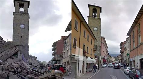 Terremoto In Centro Italia Amatrice Completamente Distrutta Prima E