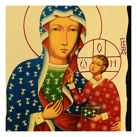 Icon Of Our Lady Of Czestochowa Russian Style Black And Gold 12x8 In