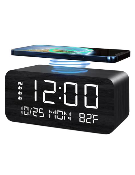 Buy Digital Alarm Clock With Wooden Electronic LED Time Display 3