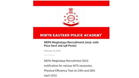 NEPA Meghalaya Recruitment 2022 Khubor Laitkam 10th Passed Govt Job