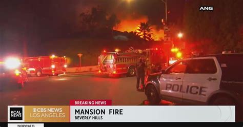 Fire Consuming Beverly Hills Mansion Under Construction CBS Los Angeles