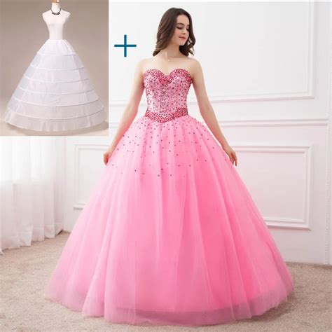 ANGELSBRIDEP Sweet 16 Pink Quinceanera Dress Debutante Gown Sexy Sheer