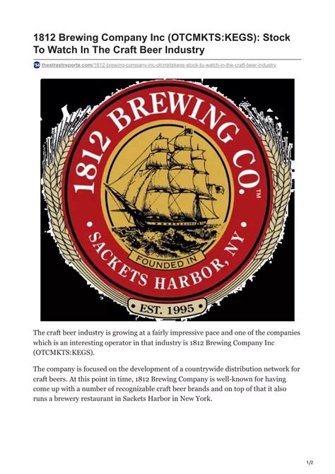 Ppt 1812 Brewing Company Inc Otcmkts Kegs Stock To Watch In The