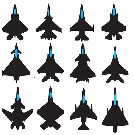 Premium Vector | Modern jet fighter icon collection set vector design