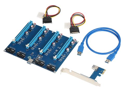 4 Fach PCI E Express Riser Card USB 3 0 60cm SATA Mining Karte