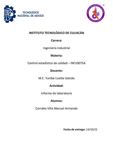 Informe De Laboratorio Cec Instituto Tecnolgico De Culiacn Carrera