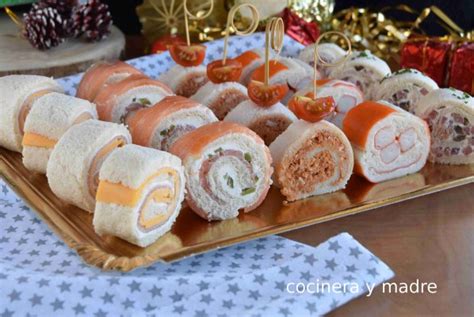 Canapés enrollados de pan de molde Cocinera y Madre