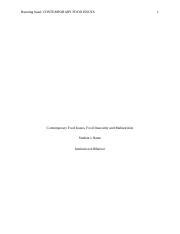 Contemporary Food Issues Food Insecurity And Malnutrition Edited Docx