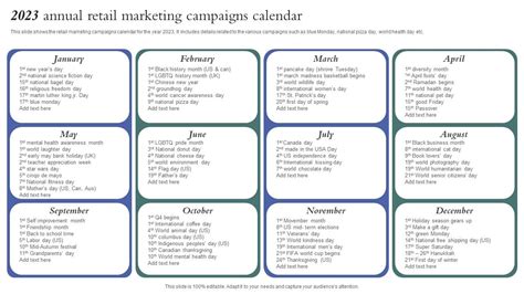 2023 Annual Retail Marketing Campaigns Calendar Information PDF