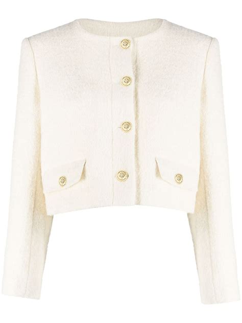 Sandro Walle Boucle Cropped Jacket In Blanc ModeSens