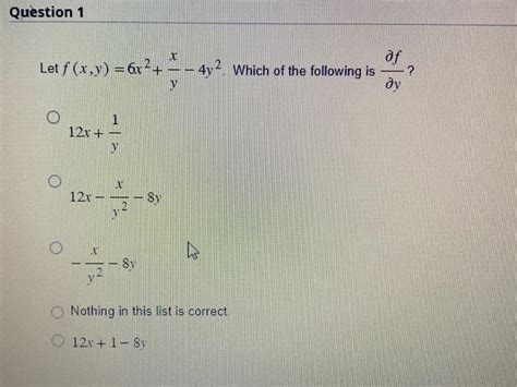 Solved Let Fxy6x2yx−4y2 Which Of The Following Is