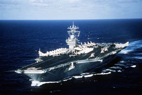 A Port Bow View Of The Nuclear Powered Aircraft Carrier Uss Carl Vinson Cvn 70 Underway Nara