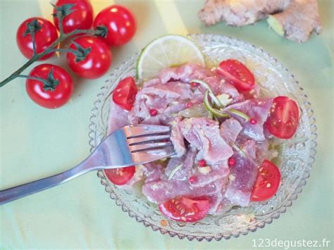 Carpaccio de thon rouge au gingembre 1 2 3 Dégustez