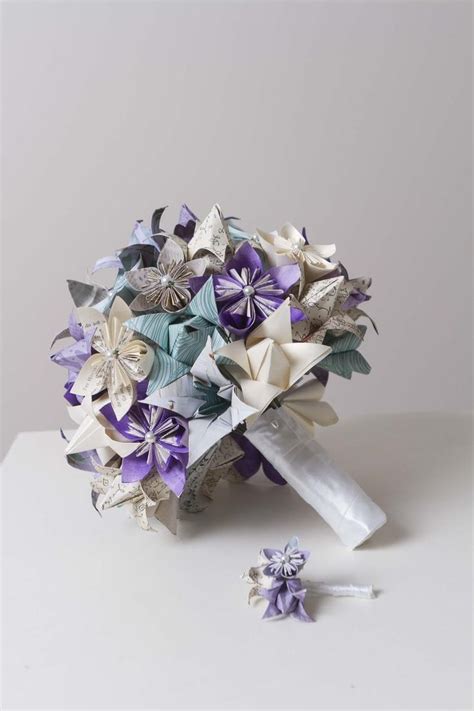 Origami Bridal Bouquet Paper Flower Bouquet Book Page Etsy Origami Flower Bouquet Paper