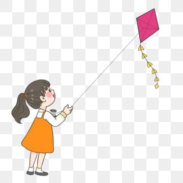 Flying Kites Vector Png Images Vector Cartoon Girl Flying A Kite